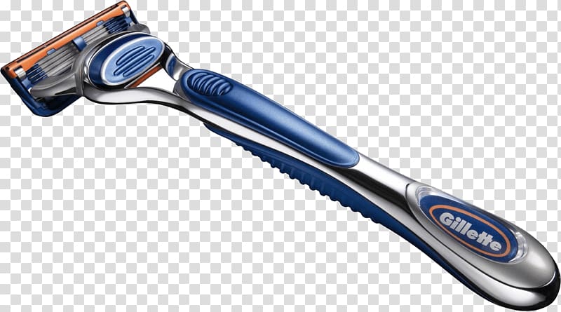 silver and blue Gillette shaver, Gillette Blue Razor transparent background PNG clipart