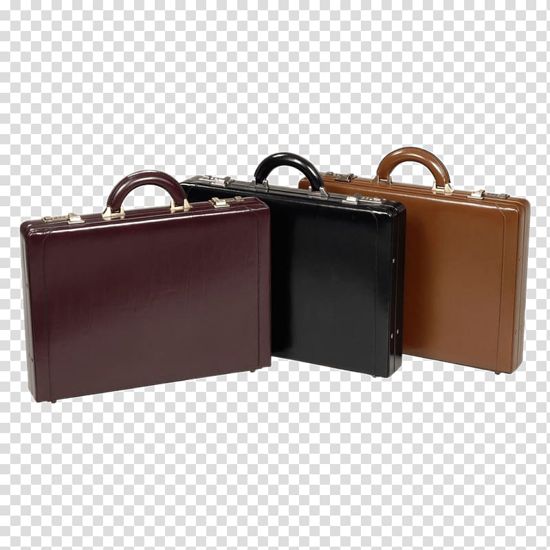 three leather suitcases, Collection Of Briefcases transparent background PNG clipart