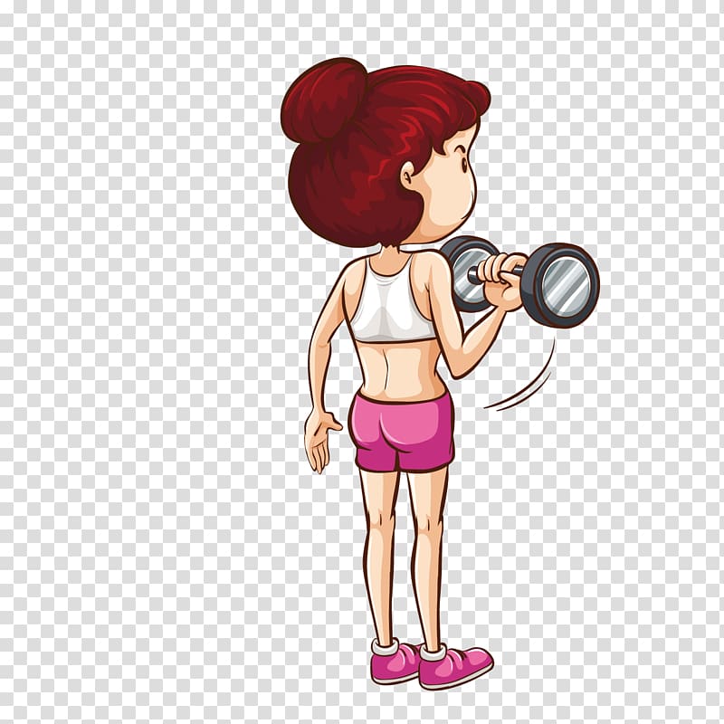 Weight training Dumbbell , cartoon girl fitness dumbbell illustration transparent background PNG clipart