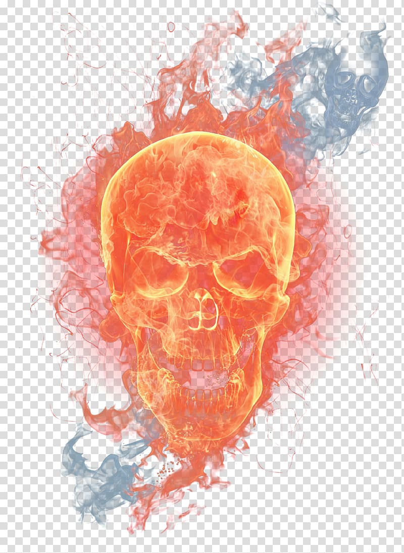 fire burning skull illustration, Flame Skull, Flame Skull material transparent background PNG clipart