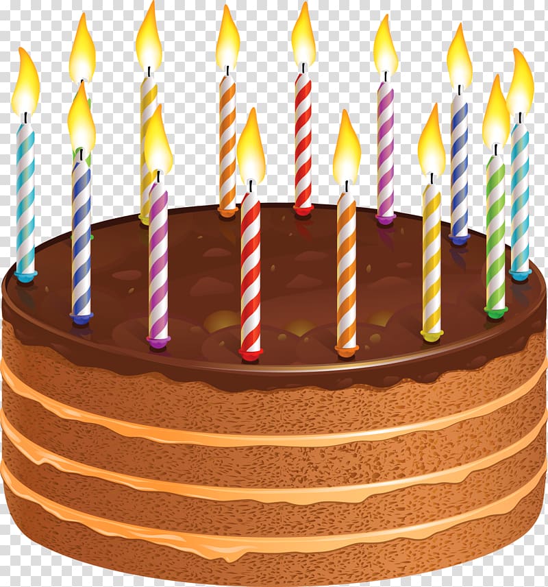 Vector illustration of chocolate birthday cake with candles in flat cartoon  style. Delicious dessert for a holiday, party 6719278 Vector Art at Vecteezy