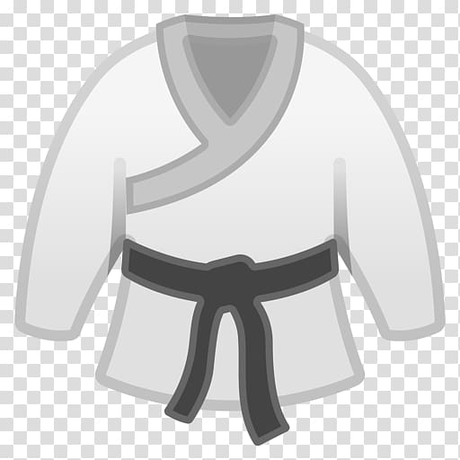 white and black karate gi suit illustration, Emoji Martial arts Sport Keikogi Judo, kimono transparent background PNG clipart