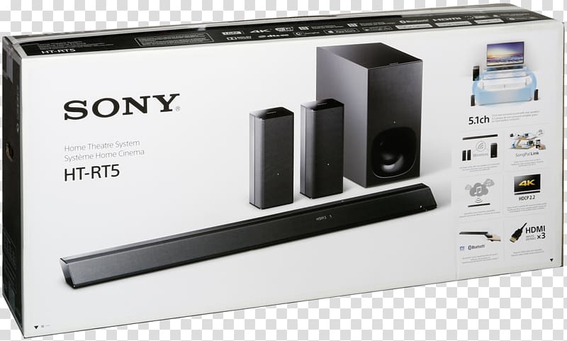 Home Theater Systems Sony HT-RT5 5.1 surround sound Subwoofer, 51 Surround Sound transparent background PNG clipart