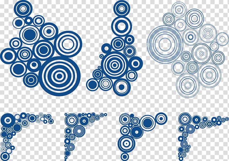 blue borders, Abstract art Graphic design, blue circle pattern transparent background PNG clipart