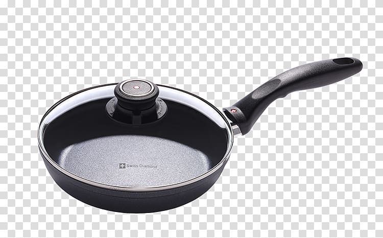 Frying pan Induction cooking Cookware Non-stick surface Lid, frying pan transparent background PNG clipart