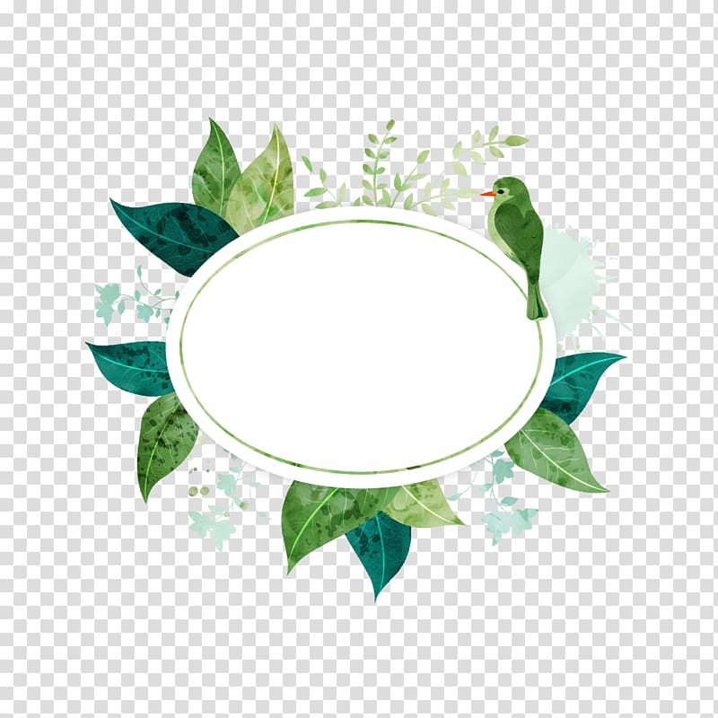 white and green leaf , Watercolor painting Leaf, retro pattern border transparent background PNG clipart