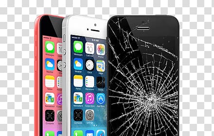 pink iPhone 5c, white iPhone 5, space gray iPhone 5s, Series Of Iphones Broken Screen transparent background PNG clipart