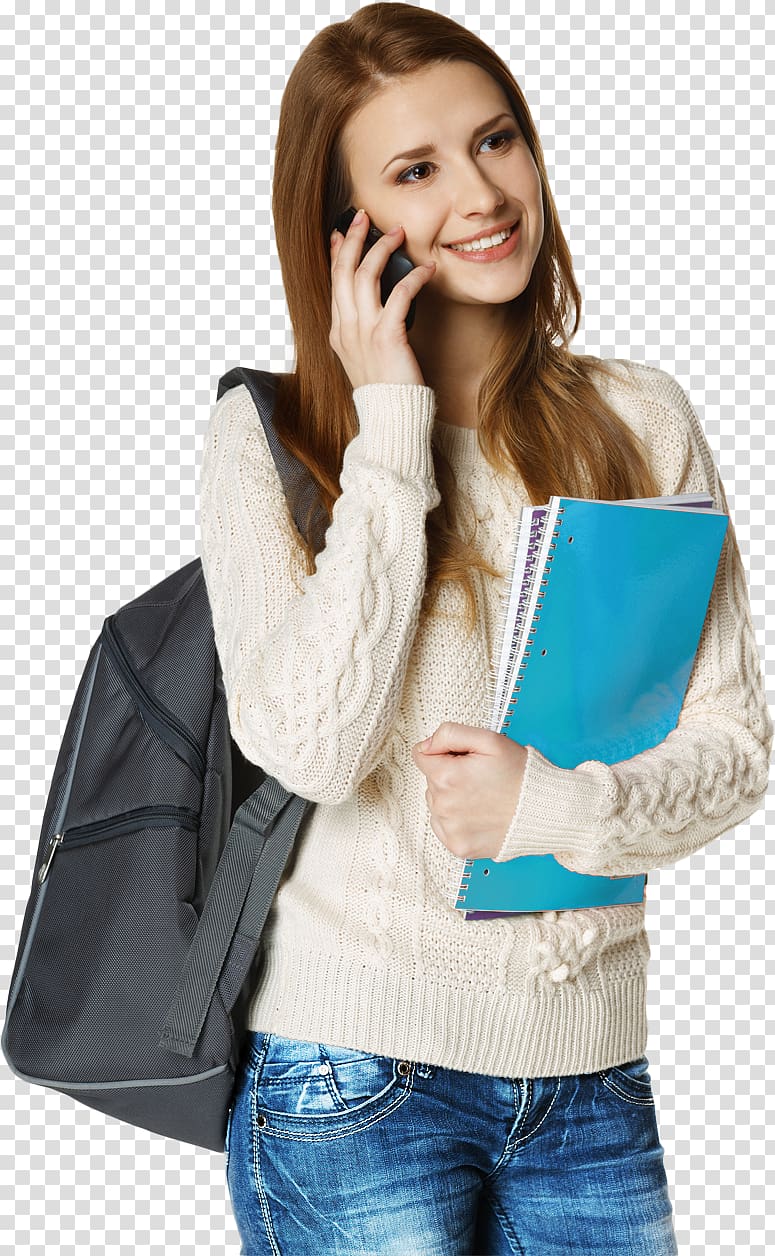 woman in white sweater talking on phone, Toys to Tools: Connecting Student Cell Phones to Education Mobile phone Text messaging School, Student transparent background PNG clipart