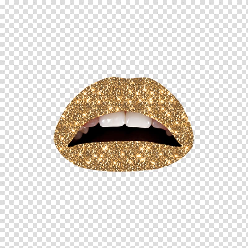 Cosmetics Violent Lips Glitter Tattoo, gold paint transparent background PNG clipart