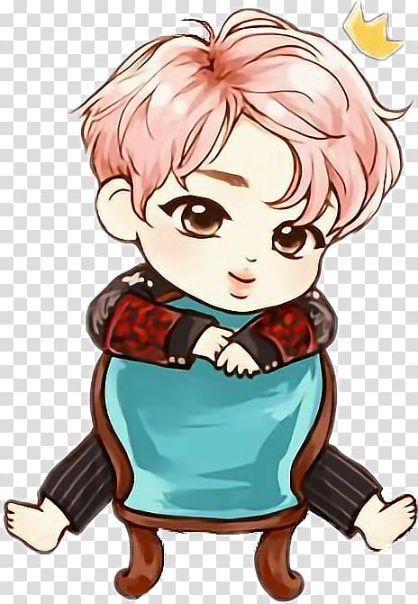 pink haired male illustration, BTS Chibi K-pop Drawing Fan art, Chibi transparent background PNG clipart