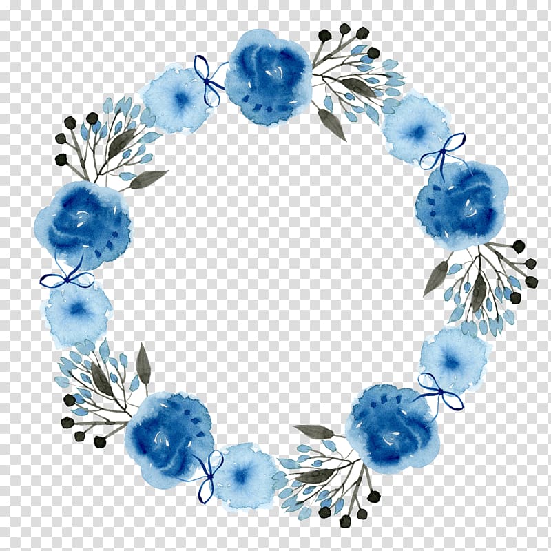 blue and white floral wreath icon, Wedding invitation Paper Wreath Flower, Garland background Copywriter transparent background PNG clipart
