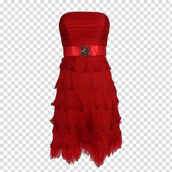 women's red chiffon strapless layered skirt dress, Dress Red Short transparent background PNG clipart