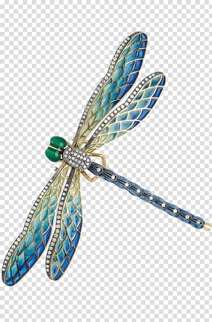 blue and green dragonfly illustration, Vitreous enamel Earring Brooch Jewellery Plique-xe0-jour, Crystal Dragonfly transparent background PNG clipart