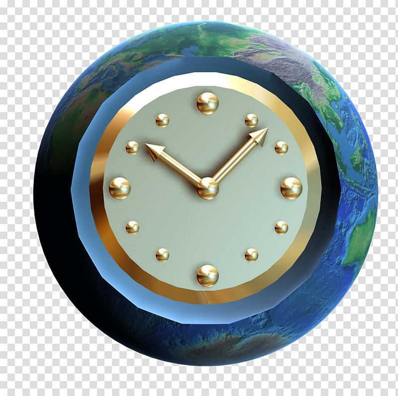 Earth Crust Clock, Three-dimensional Earth embedded clock transparent background PNG clipart
