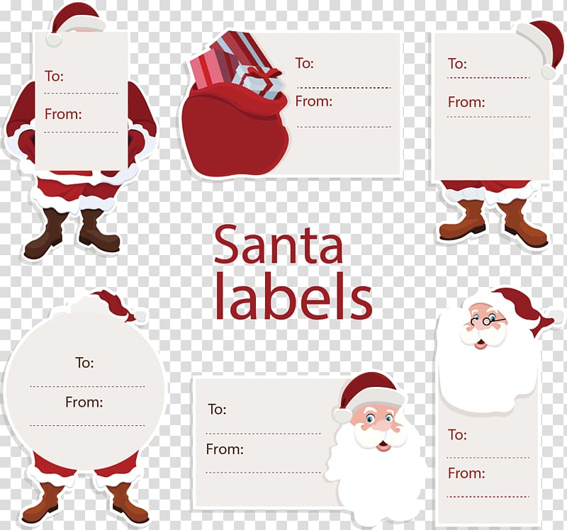 Santa Claus Village Christmas Tag, Hand-painted Santa Claus tag transparent background PNG clipart