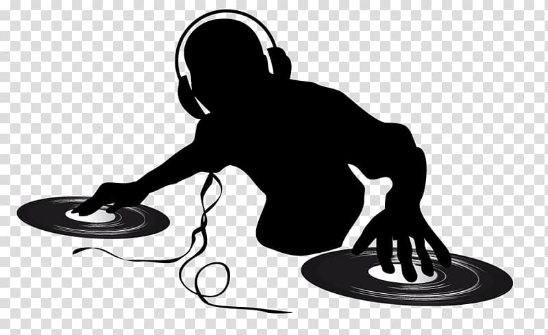 silhouette of DJ , Disc jockey Music DJ mixer Podcast Nightclub, DJ silhouette material transparent background PNG clipart