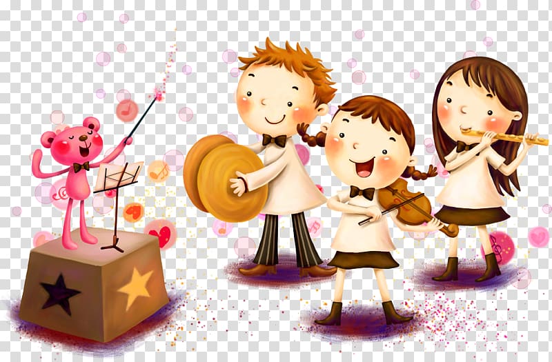 Musical instrument Child Music school Rhythm, Cartoon girl playing musical instruments transparent background PNG clipart