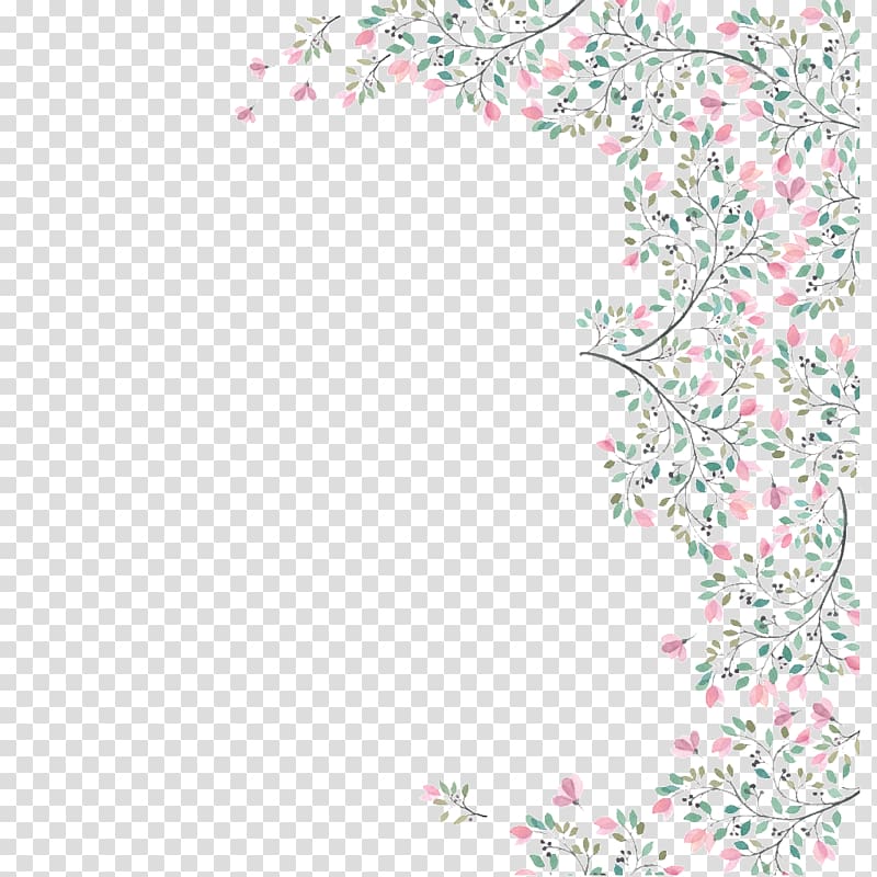 pink flowers border, Postcard Poster, Watercolor flower decoration borders transparent background PNG clipart