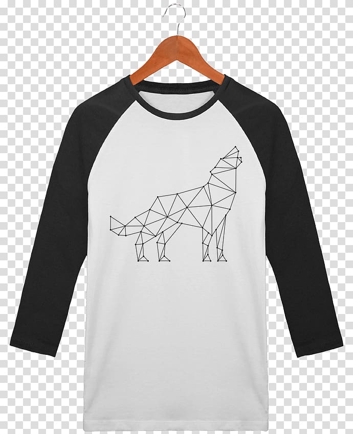 Printed T-shirt Hoodie Long-sleeved T-shirt, Geometric Wolf transparent background PNG clipart