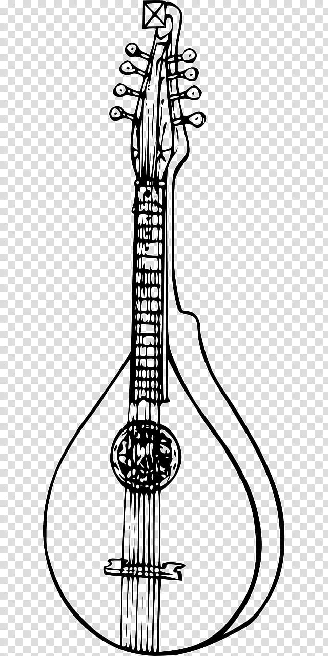 Plucked string instrument Black and white Mandolin Musical Instruments , musical instruments transparent background PNG clipart