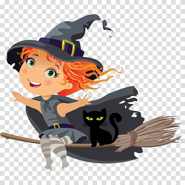 Witchcraft Cartoon Illustration, Cute little cartoon witch transparent background PNG clipart