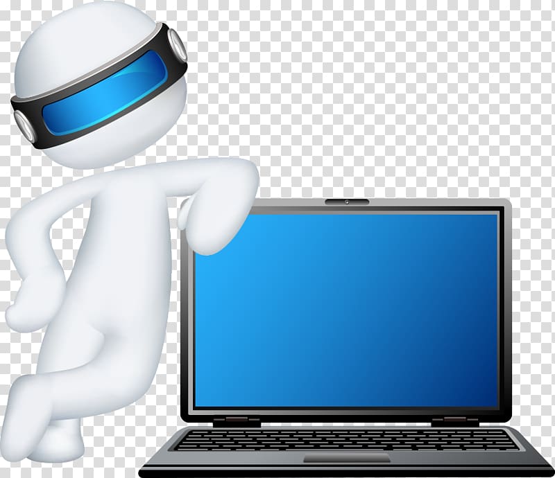 black laptop, Laptop Dell Computer repair technician Installation, 3D people with laptop transparent background PNG clipart