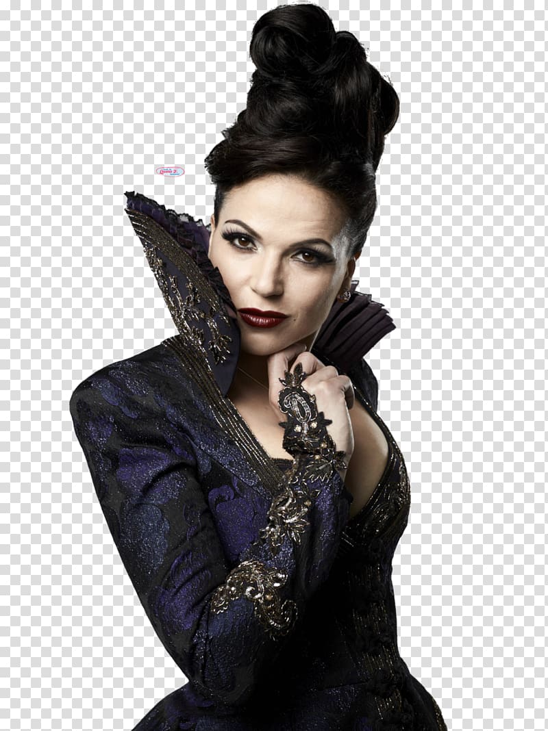 smiling woman in black and purple floral dress, Lana Parrilla Queen Once Upon a Time Regina Mills Snow White, Evil Queen transparent background PNG clipart
