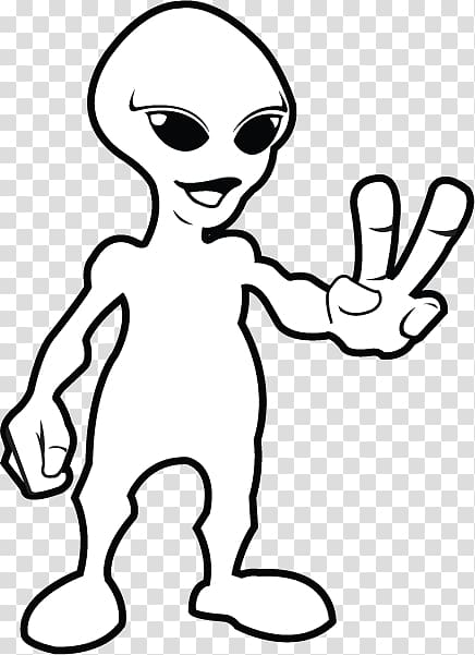 Black and white Alien Extraterrestrial life , Science Fiction transparent background PNG clipart