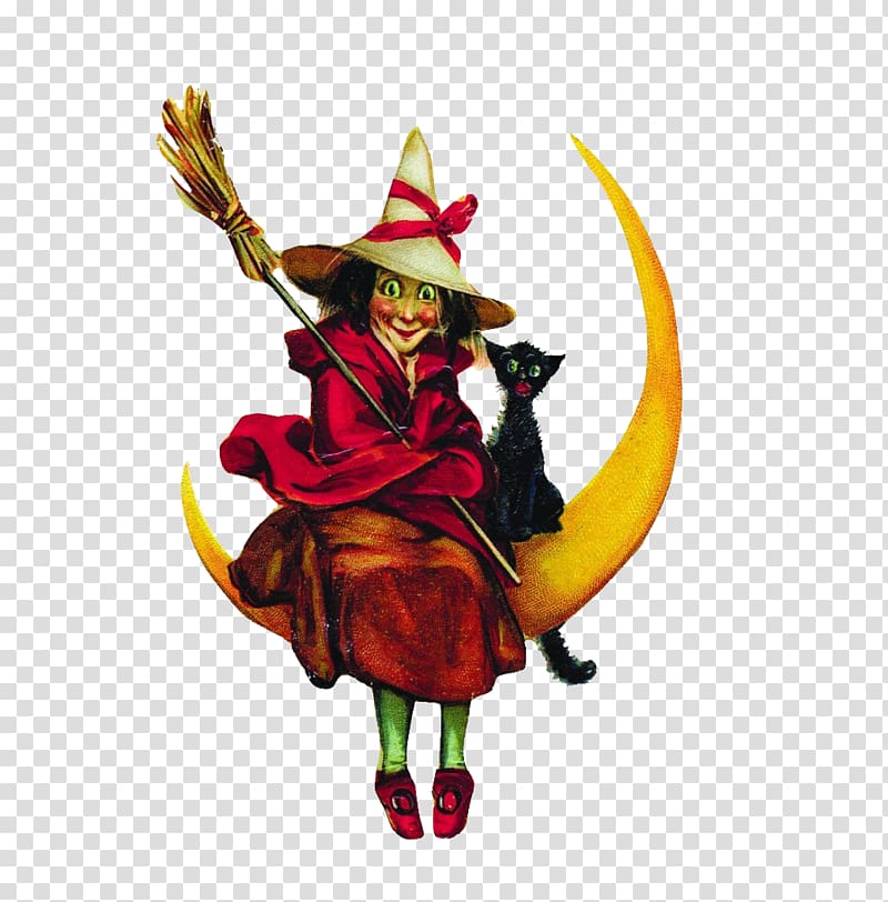 Jigsaw puzzle Befana Halloween Witchcraft Christmas, Witch sitting on the moon transparent background PNG clipart