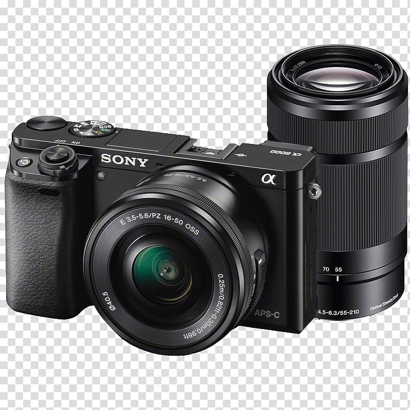 Sony u03b16000 Mirrorless interchangeable-lens camera Active pixel sensor APS-C Bionz, Sony camera transparent background PNG clipart