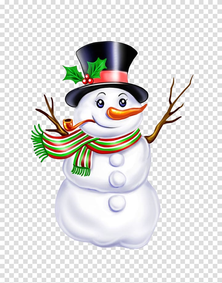 Snowman Christmas Cartoon Illustration, Cute snowman transparent background PNG clipart