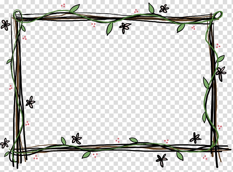 sketch cartoon frame,flowers and decorative borders transparent background PNG clipart