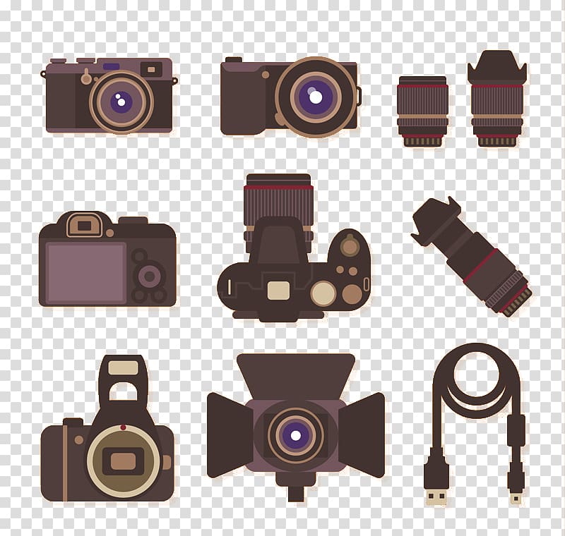 grapher Camera, 9 camera and accessories transparent background PNG clipart
