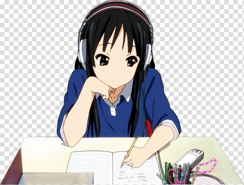 Premium Photo | Anime girl sitting at a desk writing in a book generative ai