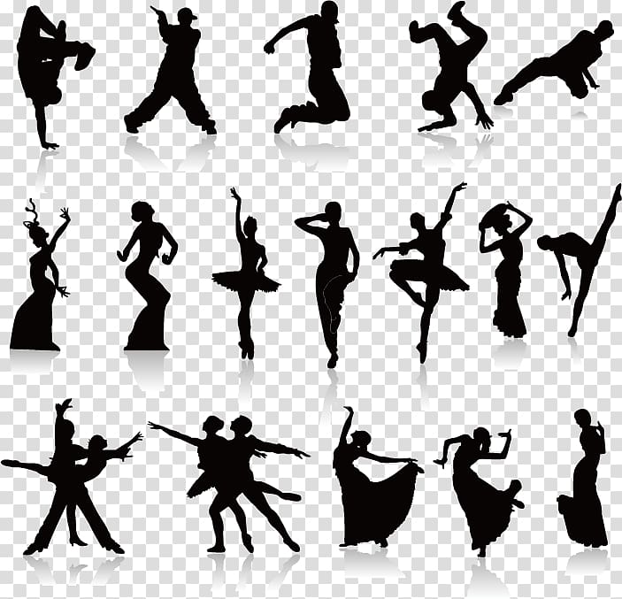 types of dance illustration, Dance Silhouette Poster, Dance silhouette transparent background PNG clipart
