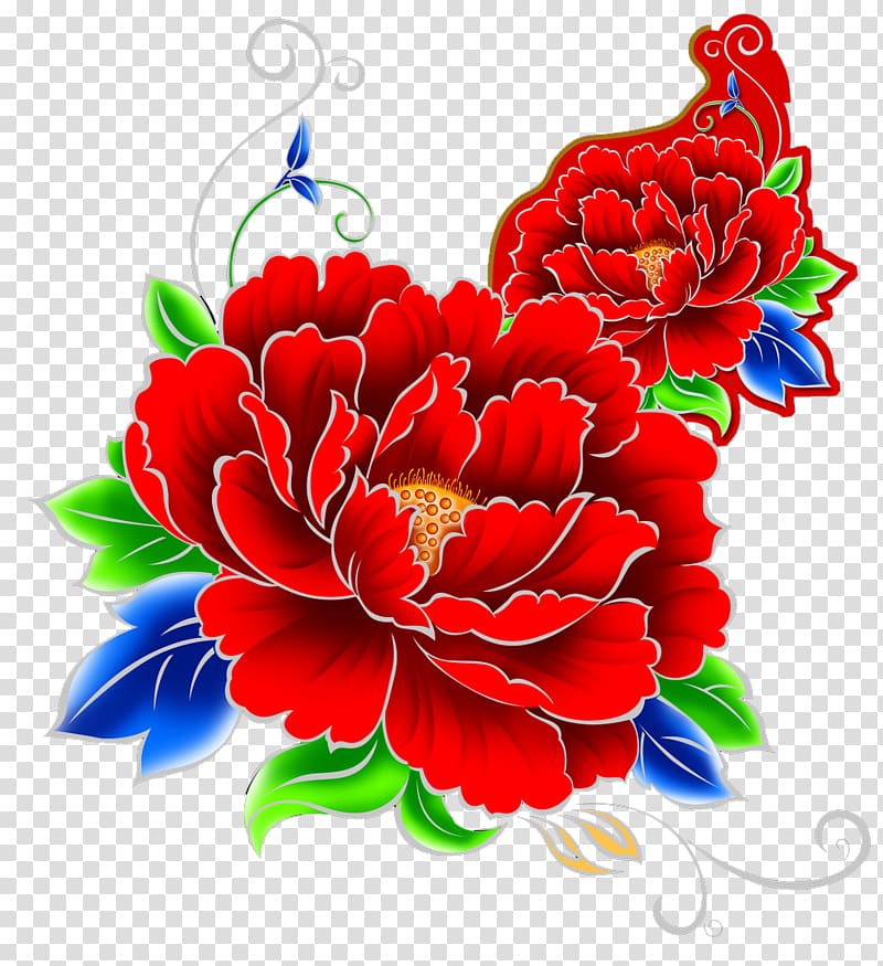 Moutan peony Red u7261u4e39u8272, Silver edge red peony flowers transparent background PNG clipart
