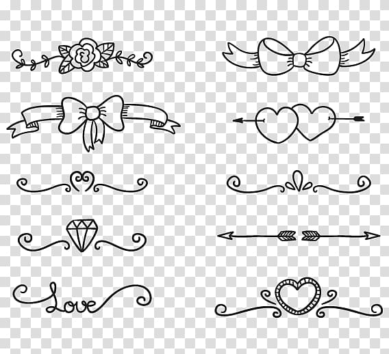 Letter Euclidean Drawing Ornament, A variety of cute arrow, black ribbon illustration transparent background PNG clipart