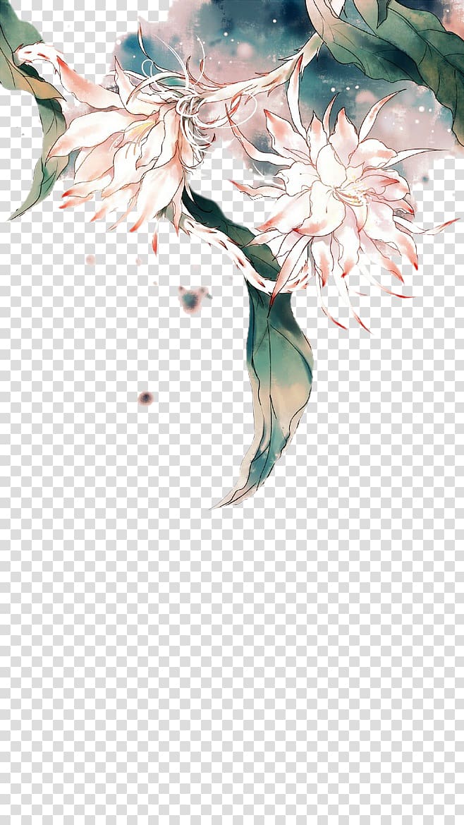 Watercolor painting , Water Painted Epiphyllum transparent background PNG clipart