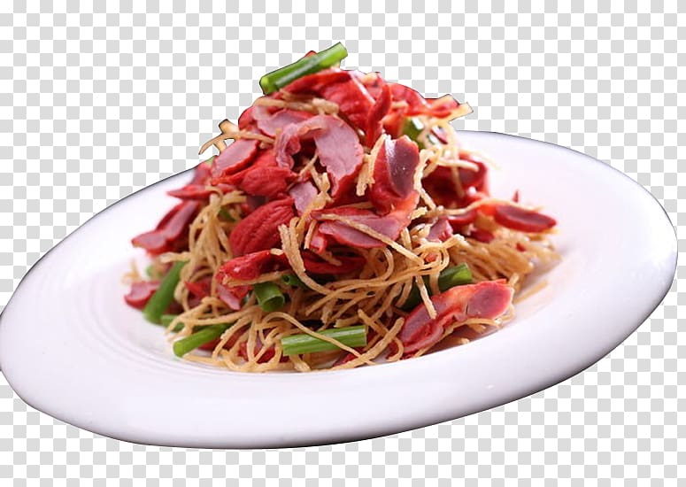 Chow mein Lo mein Fried noodles Chinese noodles Yakisoba, Fried bacon features micro wire transparent background PNG clipart