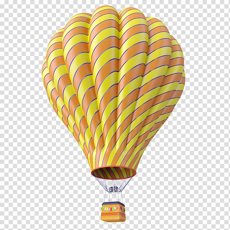 Hot air balloon , Yellow striped hot air balloon transparent background PNG clipart