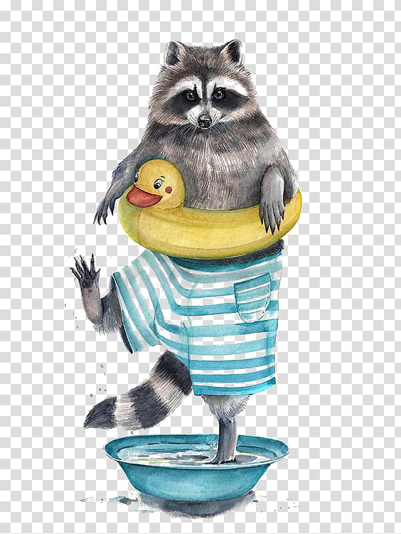 raccoon art, Raccoon Watercolor painting Drawing Illustrator Illustration, Creative Little Raccoon transparent background PNG clipart