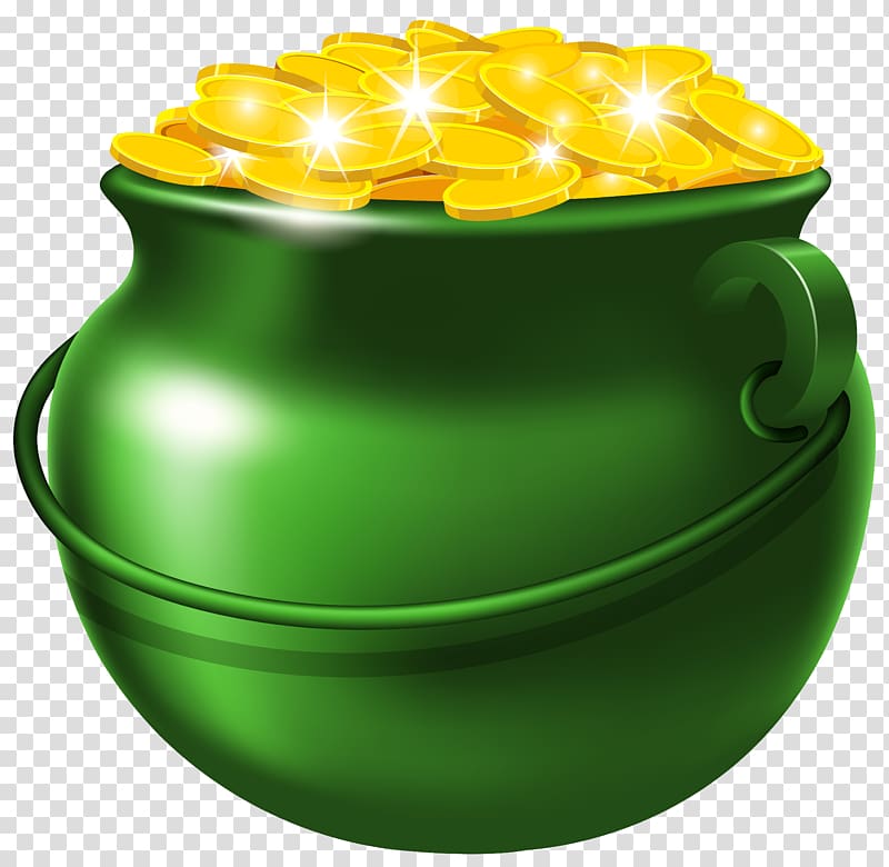 pot of money illustration, Gold , Green Pot of Gold transparent background PNG clipart