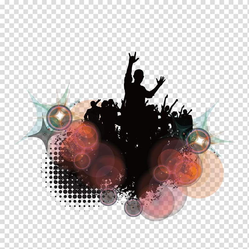 silhouette of people illustration, Euclidean Illustration, Crazy people dancing transparent background PNG clipart