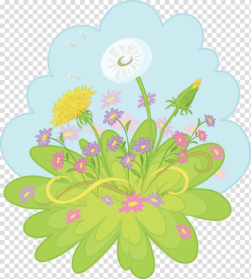 Dandelion Flower Drawing Illustration, Cartoon dandelion material transparent background PNG clipart