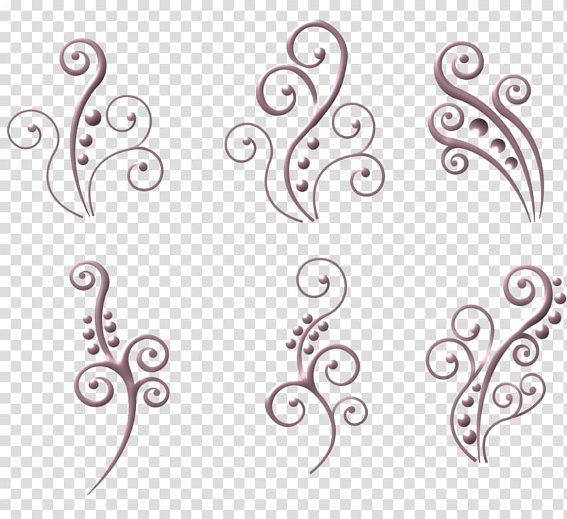 six gray wave illustrations, Artist Decorative arts Ornament, ornamentos transparent background PNG clipart