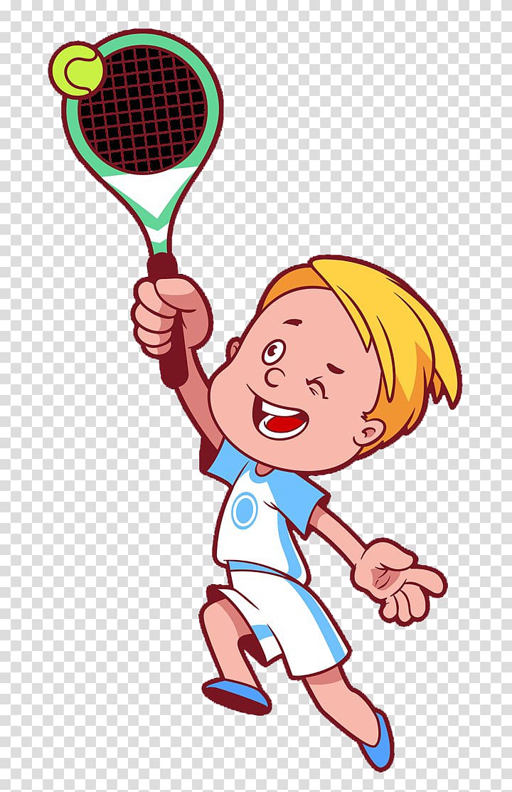 Play Tennis Cartoon , Cartoon boy playing tennis transparent background PNG clipart