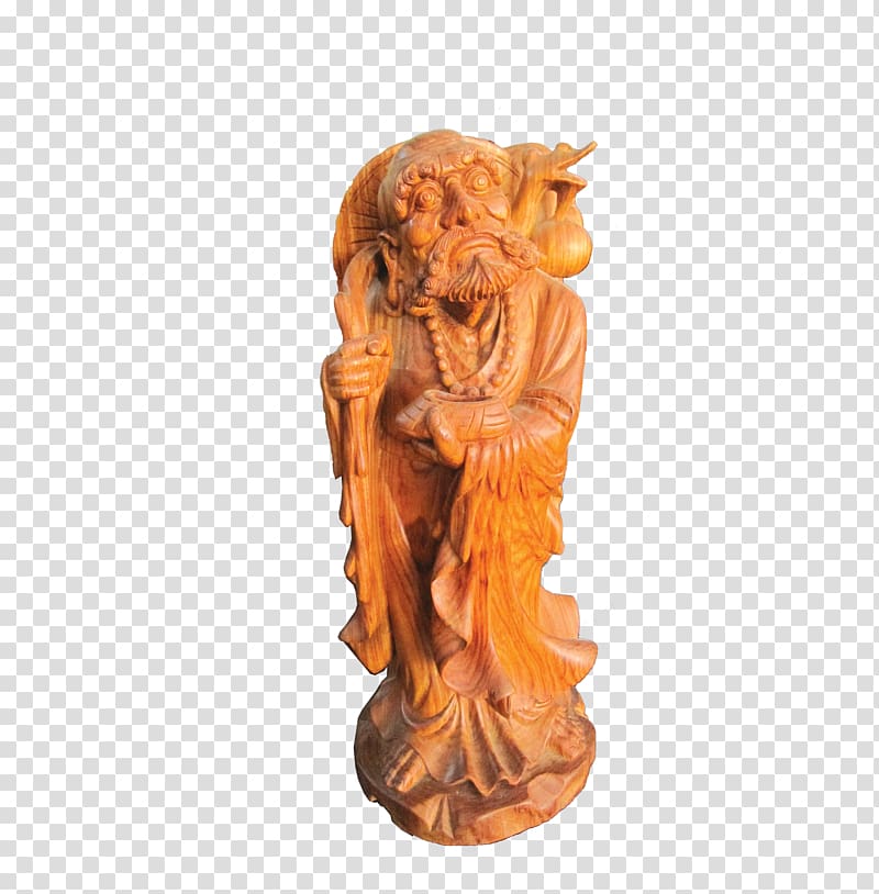 Wood carving Statue Sculpture, Redwood Buddha transparent background PNG clipart