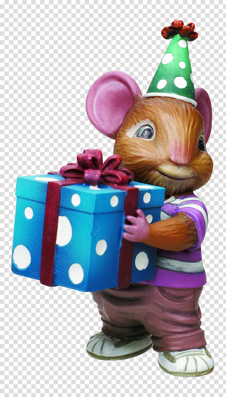 Gift Computer mouse , Little mouse holding a gift transparent background PNG clipart