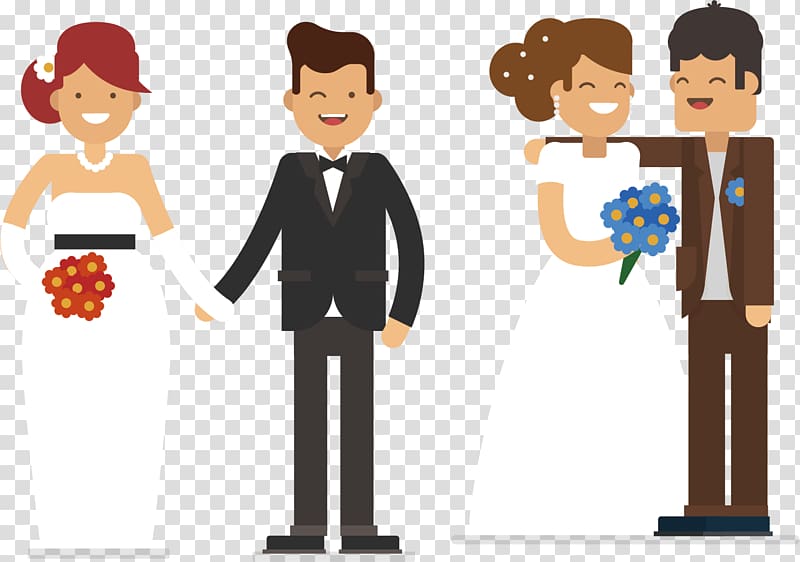 Marriage Illustration, Happy newlyweds transparent background PNG clipart