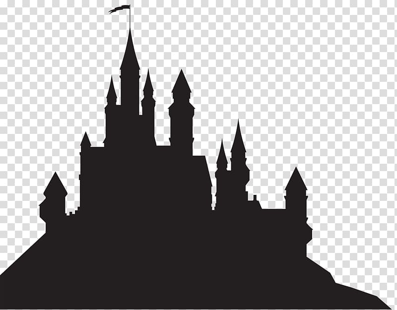 silhouette of castle illustration, Sleeping Beauty Castle Silhouette , Castle transparent background PNG clipart